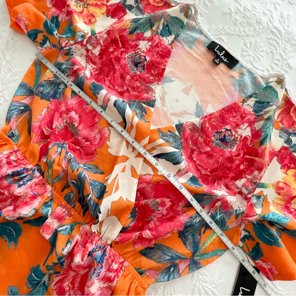 NWT Lulus Still In Paradise Orange Floral Print Maxi Dress Small - Picture 6 of 7
